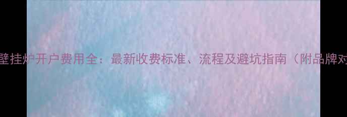 图片 燃气壁挂炉开户费用全：最新收费标准、流程及避坑指南（附品牌对比）