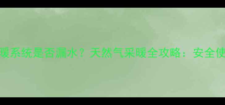 图片 燃气壁挂炉水暖系统是否漏水？天然气采暖全攻略：安全使用与维护指南
