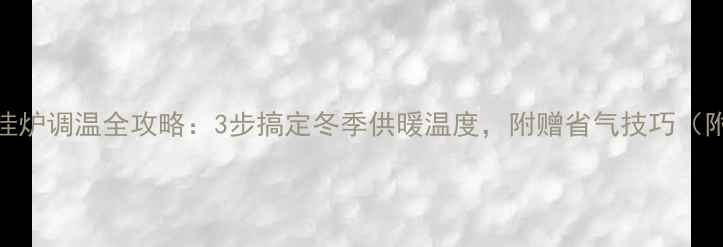 图片 燃气壁挂炉调温全攻略：3步搞定冬季供暖温度，附赠省气技巧（附图解）