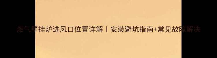 图片 燃气壁挂炉进风口位置详解｜安装避坑指南+常见故障解决