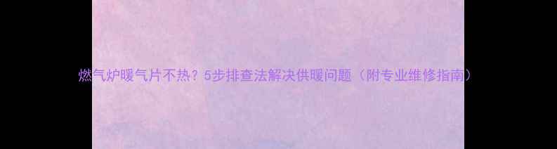 图片 燃气炉暖气片不热？5步排查法解决供暖问题（附专业维修指南）