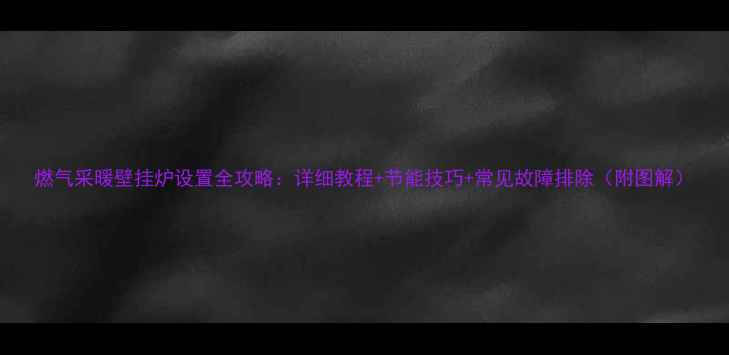 图片 燃气采暖壁挂炉设置全攻略：详细教程+节能技巧+常见故障排除（附图解）
