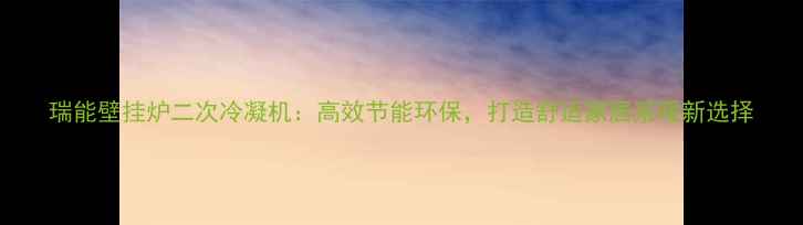 图片 瑞能壁挂炉二次冷凝机：高效节能环保，打造舒适家居采暖新选择