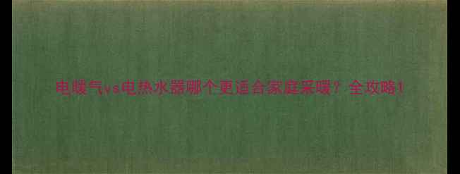 图片 电暖气vs电热水器哪个更适合家庭采暖？全攻略1
