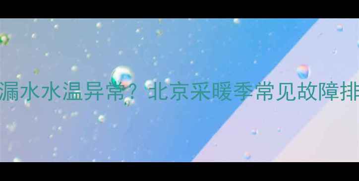 电暖气漏水水温异常北京采暖季常见故障排查指南
