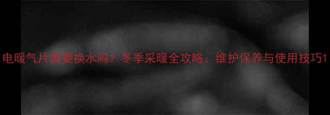 电暖气片需要换水吗冬季采暖全攻略维护保养与使用技巧