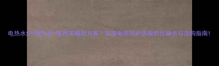 图片 电热水炉+暖气片=家用采暖新方案？深度电热锅炉供暖的优缺点与选购指南1