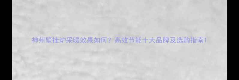 神州壁挂炉采暖效果如何高效节能十大品牌及选购指南