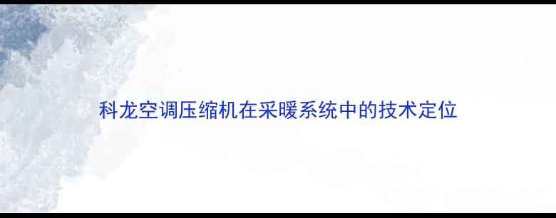 图片 科龙空调压缩机在采暖系统中的技术定位