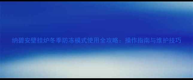 图片 纳碧安壁挂炉冬季防冻模式使用全攻略：操作指南与维护技巧