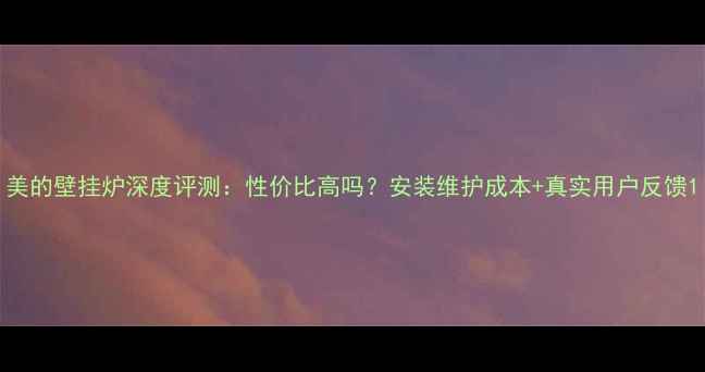 图片 美的壁挂炉深度评测：性价比高吗？安装维护成本+真实用户反馈1