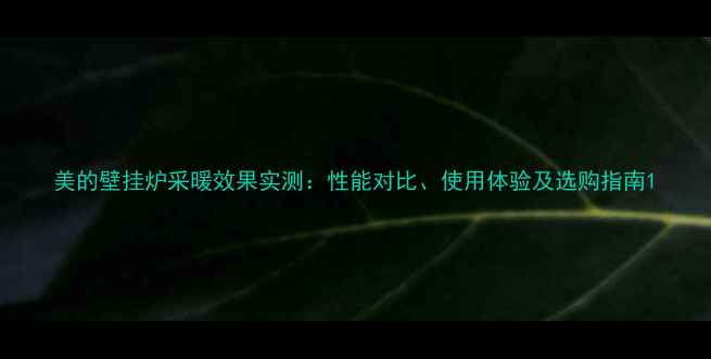图片 美的壁挂炉采暖效果实测：性能对比、使用体验及选购指南1