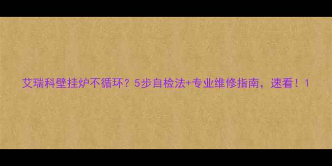 艾瑞科壁挂炉不循环5步自检法专业维修指南速看