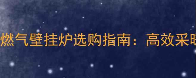 图片 莱芜地区20kW燃气壁挂炉选购指南：高效采暖+节能省气全