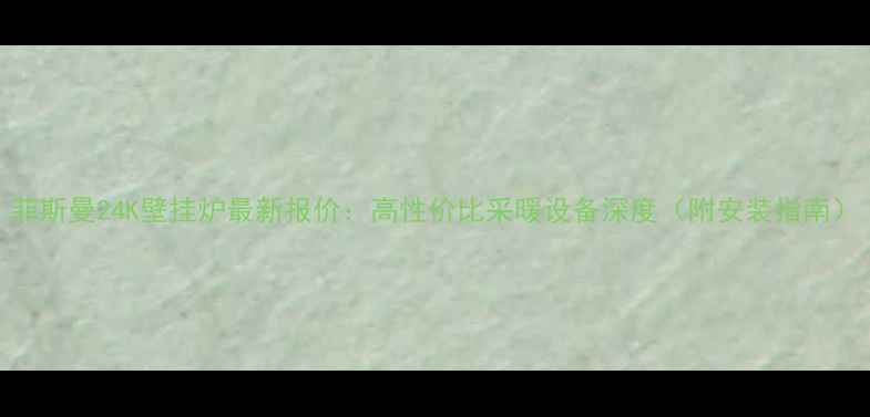 图片 菲斯曼24K壁挂炉最新报价：高性价比采暖设备深度（附安装指南）