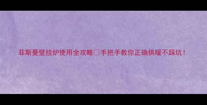 图片 菲斯曼壁挂炉使用全攻略✨手把手教你正确供暖不踩坑！