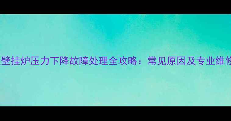 图片 菲斯曼壁挂炉压力下降故障处理全攻略：常见原因及专业维修方法1