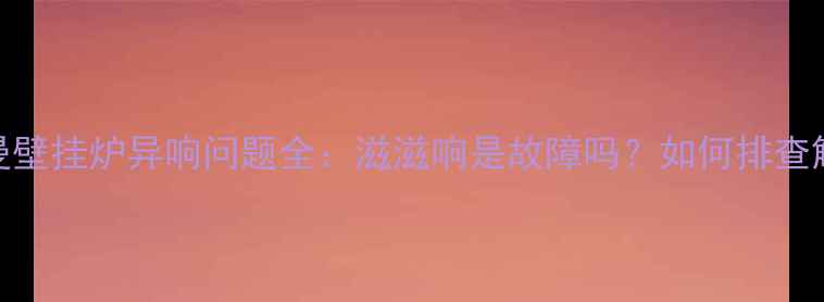图片 菲斯曼壁挂炉异响问题全：滋滋响是故障吗？如何排查解决？