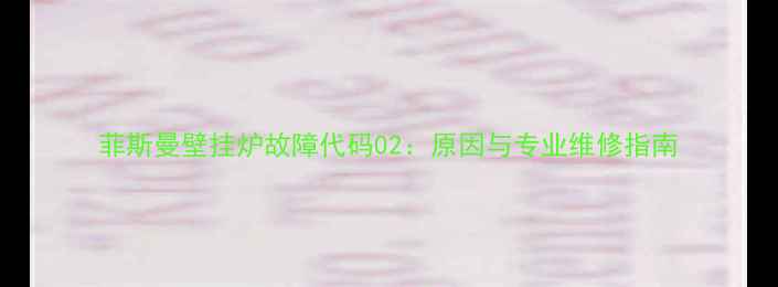 图片 菲斯曼壁挂炉故障代码02：原因与专业维修指南