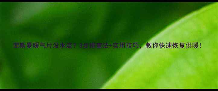 菲斯曼暖气片没水流3步排查法实用技巧教你快速恢复供暖