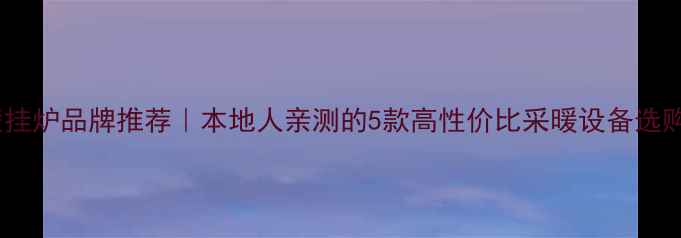 图片 贵阳壁挂炉品牌推荐｜本地人亲测的5款高性价比采暖设备选购指南2