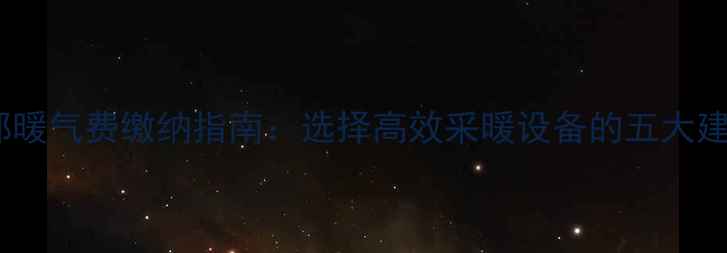 图片 邯郸暖气费缴纳指南：选择高效采暖设备的五大建议1