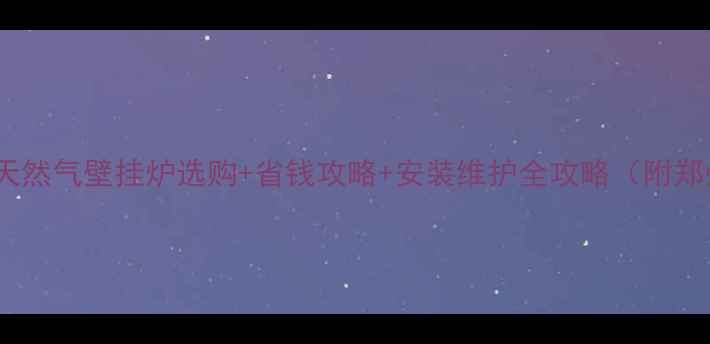 郑州家庭采暖新选择天然气壁挂炉选购省钱攻略安装维护全攻略附郑州本地安装补贴政策