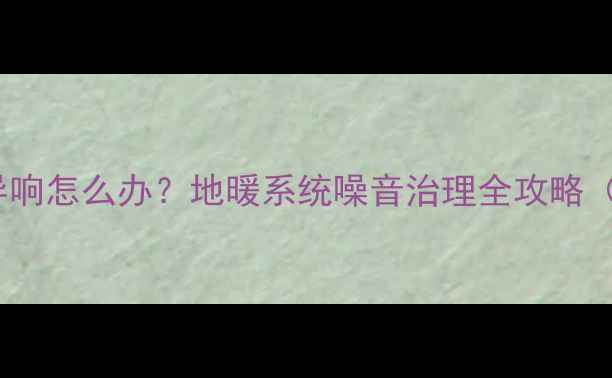 采暖设备水泵异响怎么办地暖系统噪音治理全攻略附解决方案