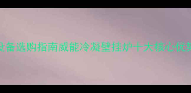 采暖设备选购指南威能冷凝壁挂炉十大核心优势深度