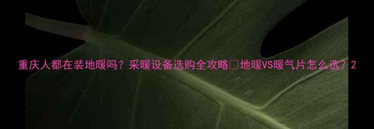 重庆人都在装地暖吗采暖设备选购全攻略地暖VS暖气片怎么选