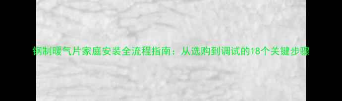 图片 钢制暖气片家庭安装全流程指南：从选购到调试的18个关键步骤