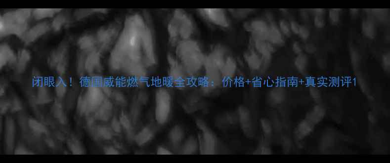 闭眼入德国威能燃气地暖全攻略价格省心指南真实测评