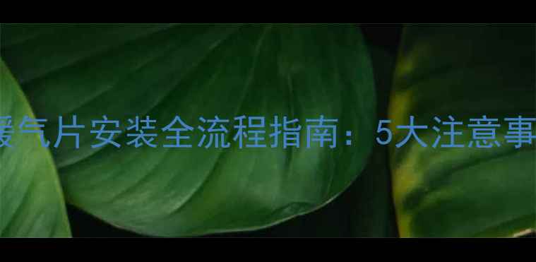 集中供暖家庭暖气片安装全流程指南5大注意事项与选购技巧