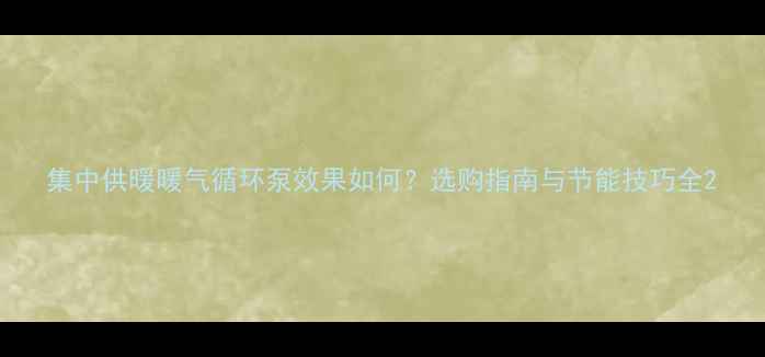 集中供暖暖气循环泵效果如何选购指南与节能技巧全