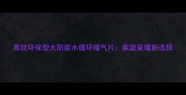 高效环保型太阳能水循环暖气片家庭采暖新选择