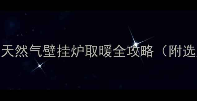图片 🌟家庭采暖新选择：天然气壁挂炉取暖全攻略（附选购+安装+保养指南）