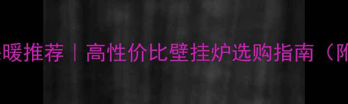 图片 🏠广东家庭采暖推荐｜高性价比壁挂炉选购指南（附避坑攻略）1