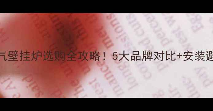 海口燃气壁挂炉选购全攻略5大品牌对比安装避坑指南