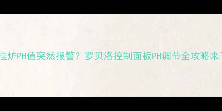 图片 💔壁挂炉PH值突然报警？罗贝洛控制面板PH调节全攻略来了！1