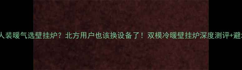 图片 💡南方人装暖气选壁挂炉？北方用户也该换设备了！双模冷暖壁挂炉深度测评+避坑指南1
