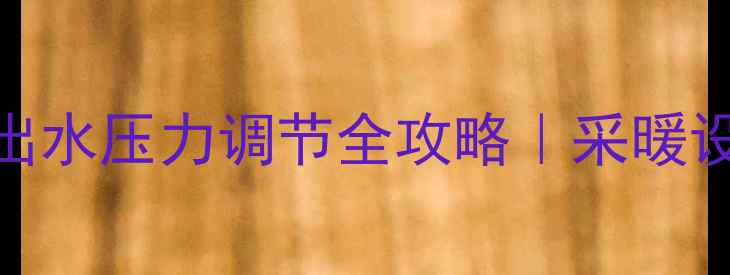 壁挂炉水泵进出水压力调节全攻略采暖设备养护必看