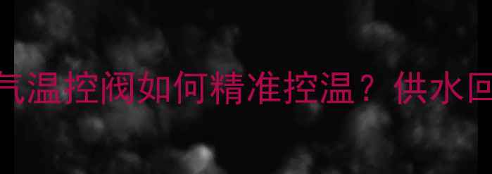 采暖核心设备暖气温控阀如何精准控温供水回水系统全懒人必看
