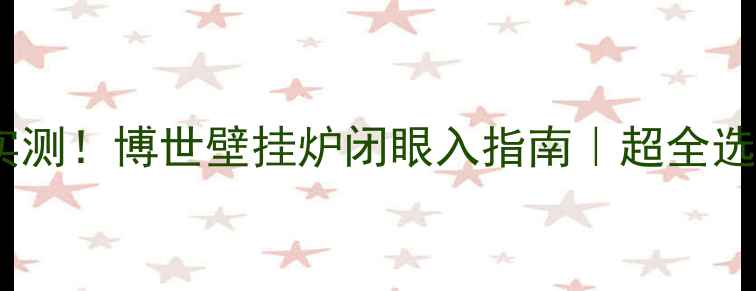 24kW采暖神器实测博世壁挂炉闭眼入指南超全选购安装避坑攻略