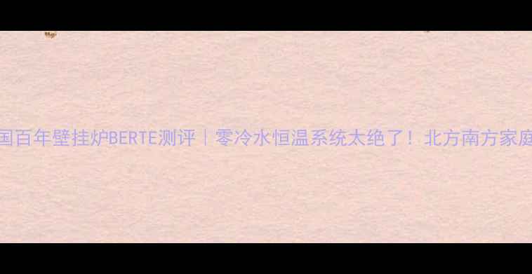 德国百年壁挂炉BERTE测评零冷水恒温系统太绝了北方南方家庭都该看