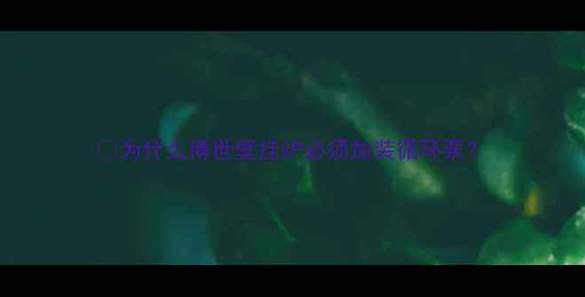 为什么博世壁挂炉必须加装循环泵