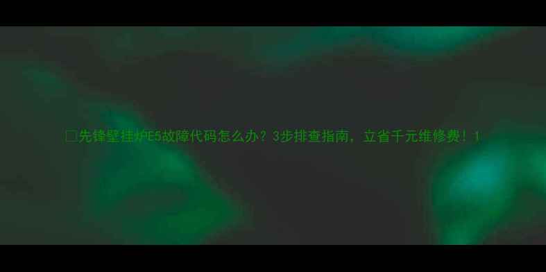 先锋壁挂炉E5故障代码怎么办3步排查指南立省千元维修费