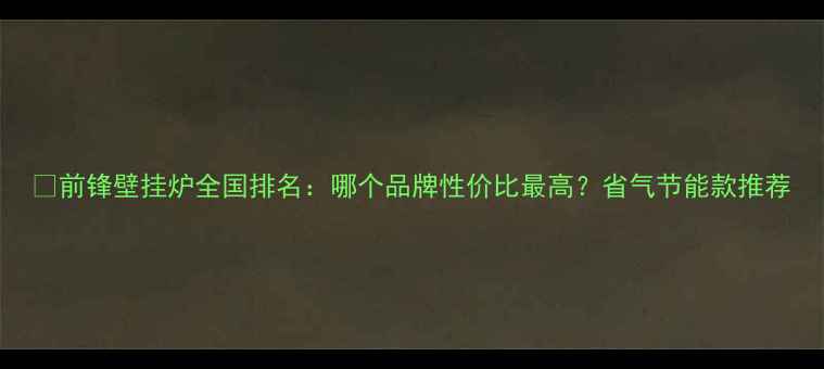 图片 🔥前锋壁挂炉全国排名：哪个品牌性价比最高？省气节能款推荐