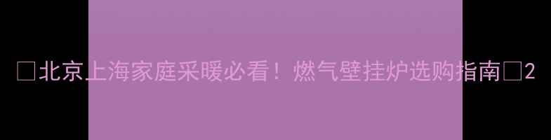 北京上海家庭采暖必看燃气壁挂炉选购指南