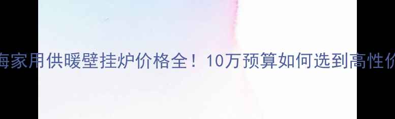 北京上海家用供暖壁挂炉价格全10万预算如何选到高性价比设备