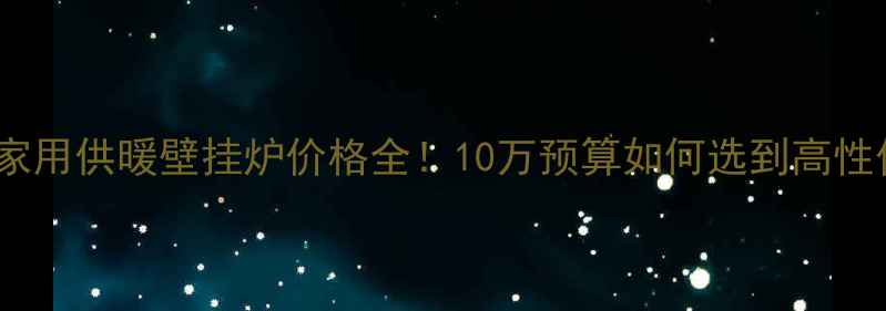 图片 🔥北京上海家用供暖壁挂炉价格全！10万预算如何选到高性价比设备？2